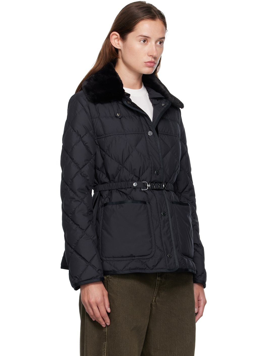 Navy Cygne Faux Fur-Trimmed Short Down Jacket - 2