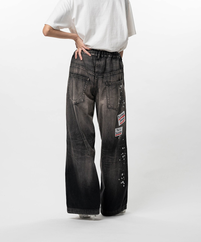 Embellished Sticker Denim Pants 6