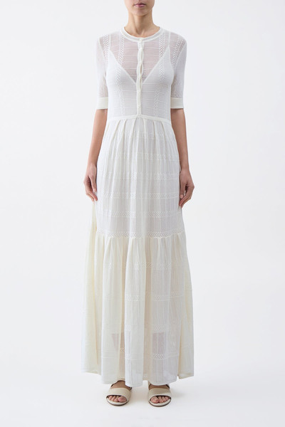 GABRIELA HEARST Iris Pointelle Knit Dress with Slip in Ivory Cotton Silk outlook