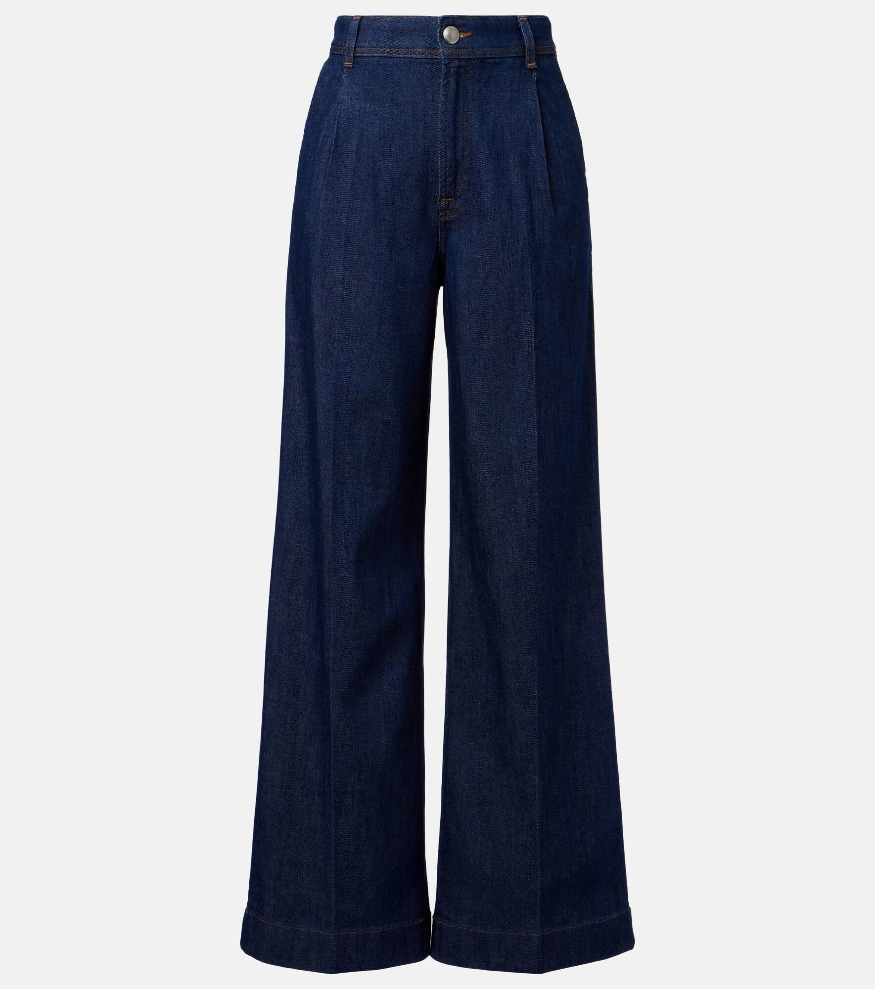Pleated high-rise wide-leg jeans - 1