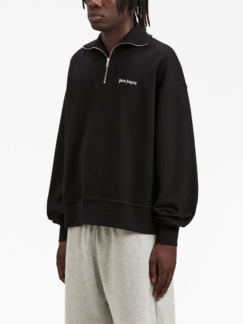 logo-embroidered half-zip sweatshirt - 4