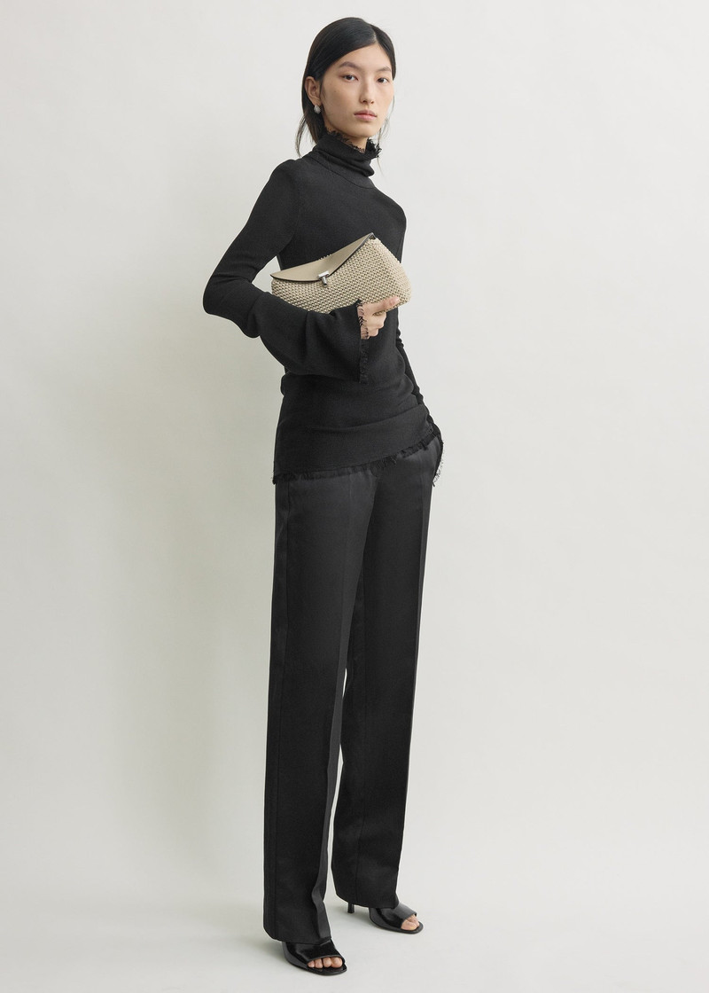 TOTEME T-lock woven-leather clutch fawn outlook