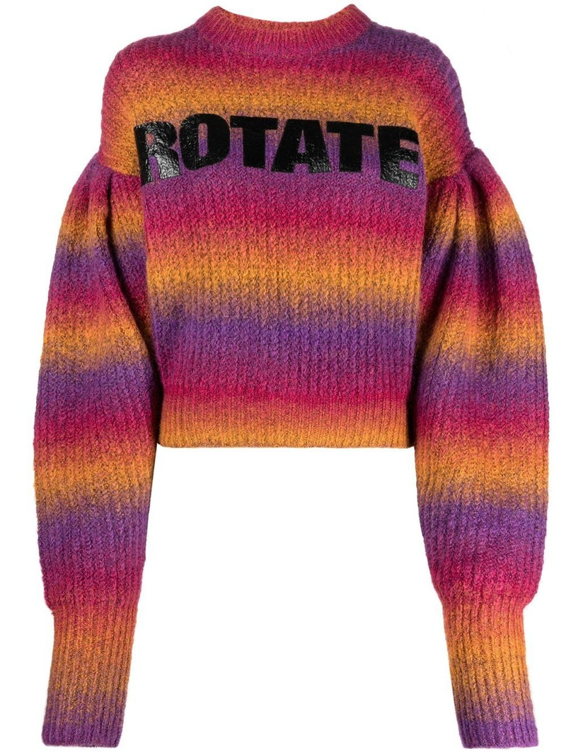 intarsia-logo striped cropped jumper 1
