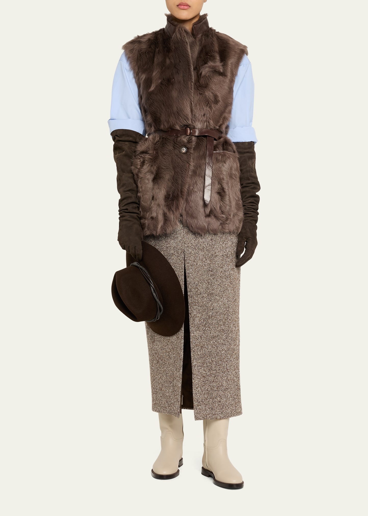 Capretta Lamb Shearling Belted Vest - 2