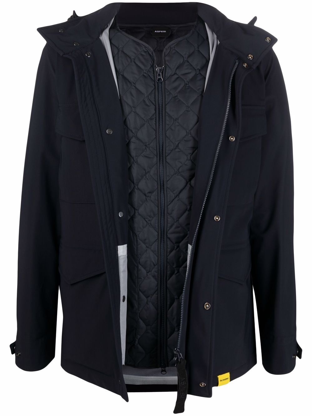 funnel neck zip-up coat - 1