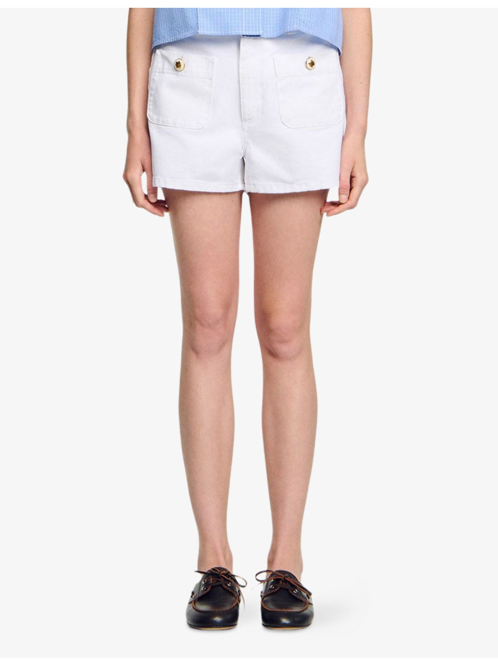 High-Rise Branded-Patch Denim Shorts - 3