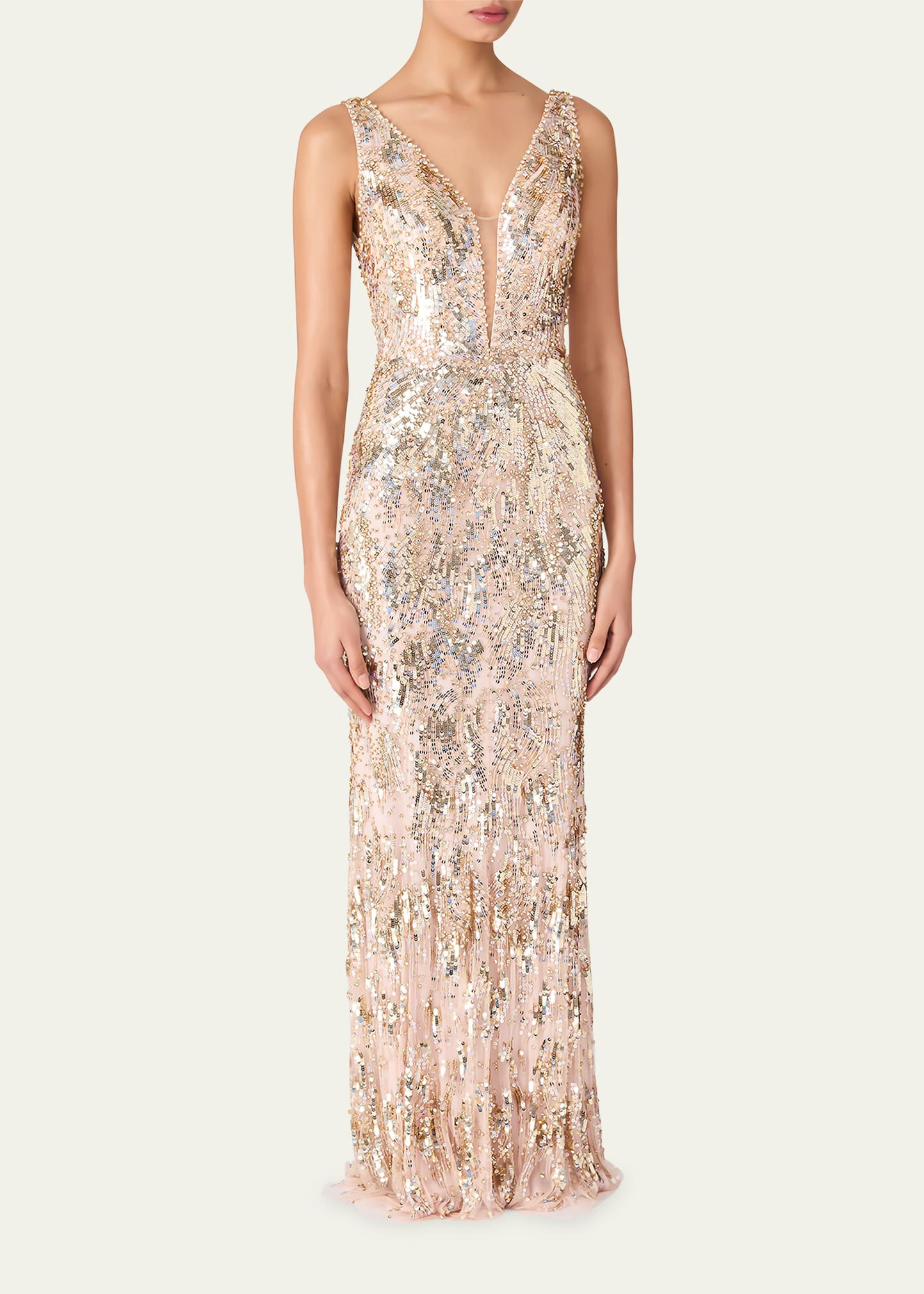 Marion Embellished Plunging Column Gown - 2