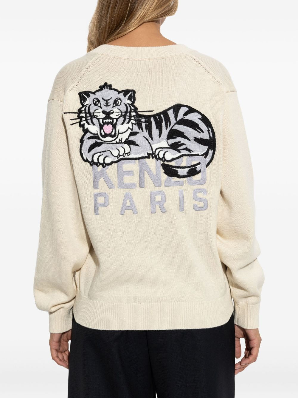 tiger-embroidery buttoned cardigan - 4