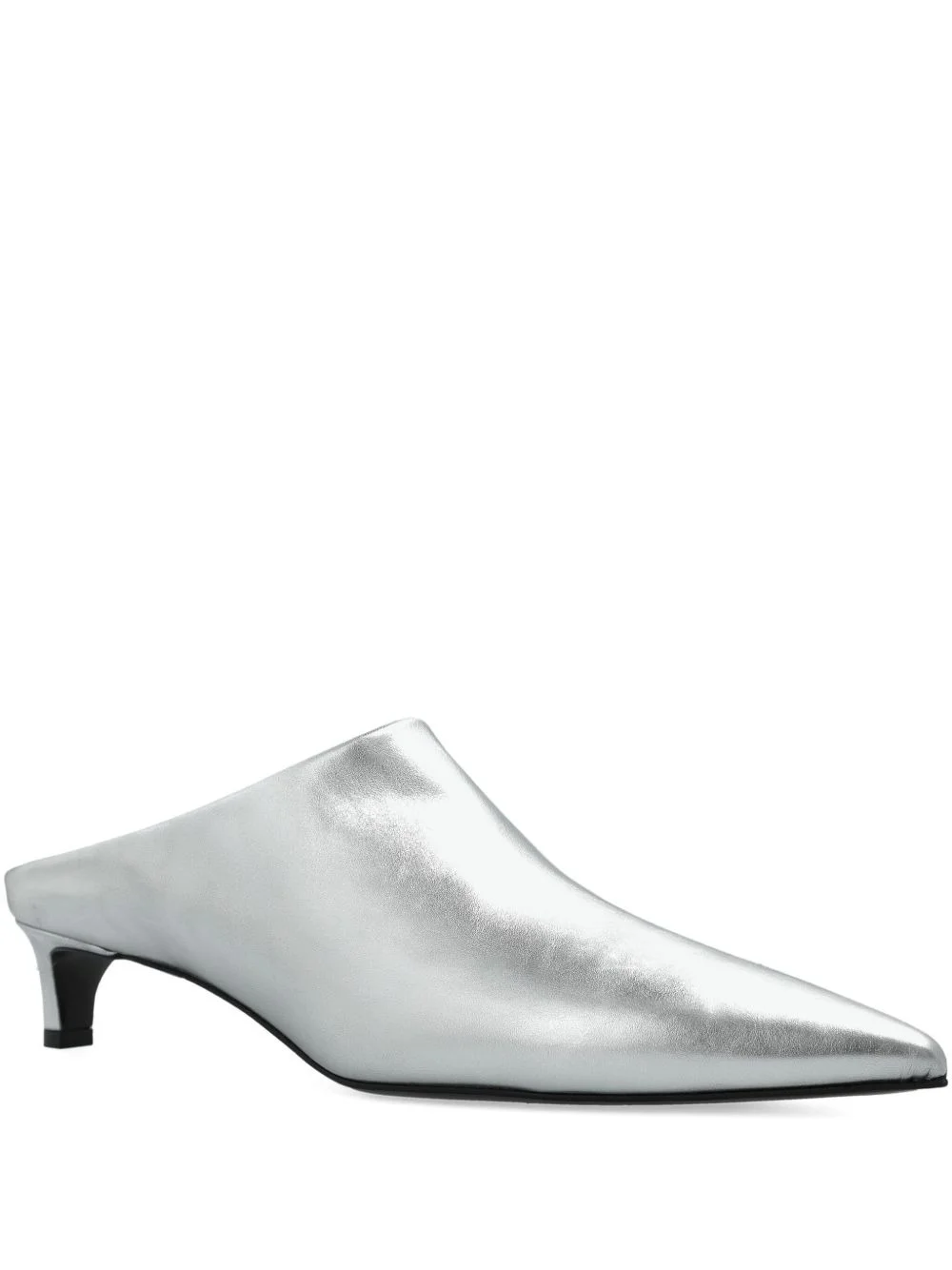metallic-leather pointed-toe mules - 1