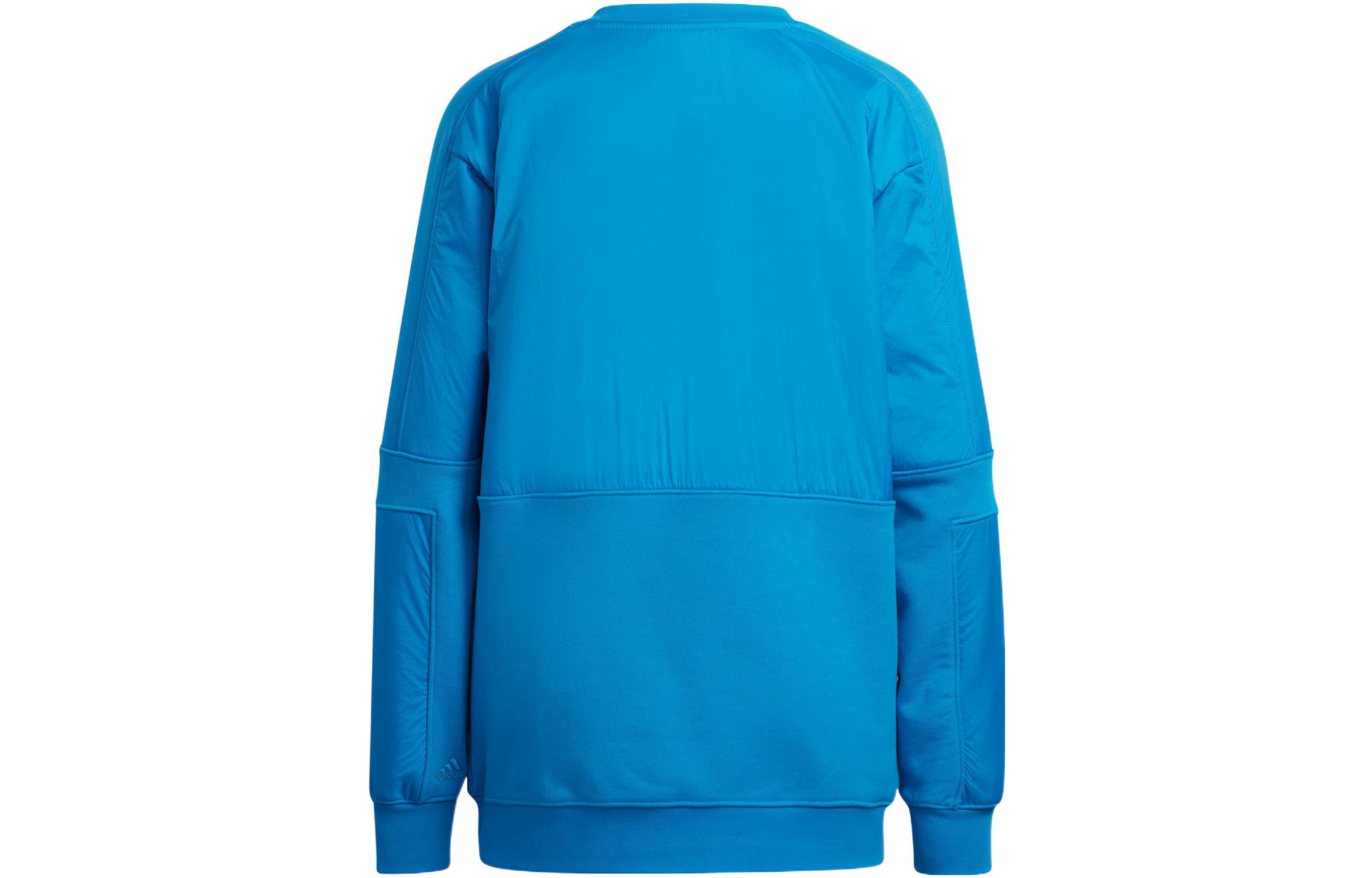 adidas x Ivy Park Crossover Solid Color Chest Logo Embroidered Pullover Round Neck Long Sleeves Blue - 2