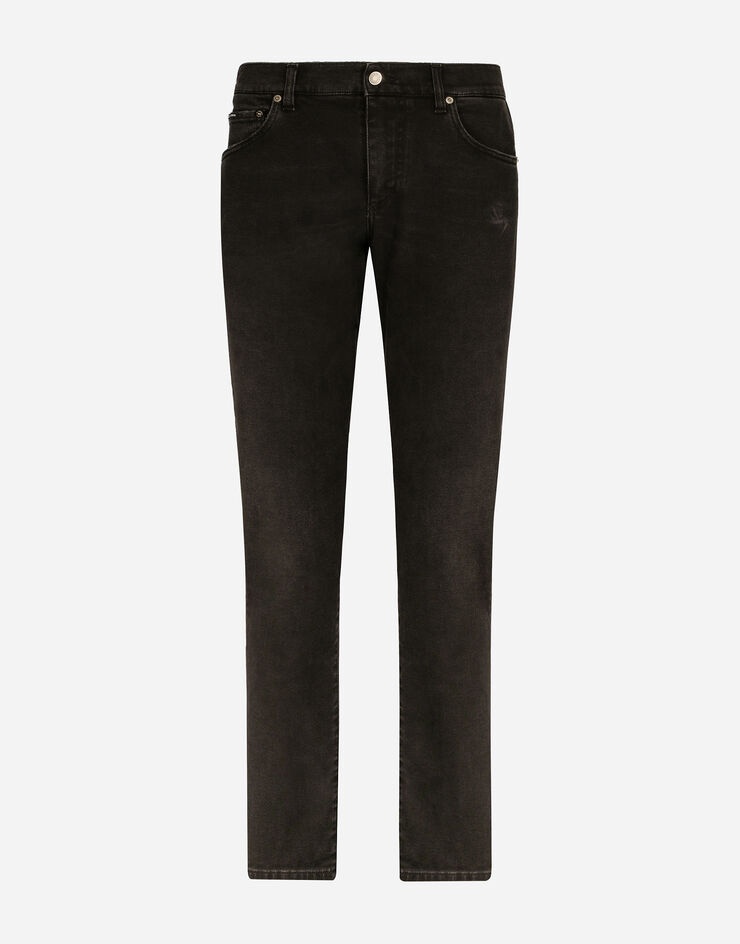 Slim fit stretch denim jeans with subtle abrasions - 1