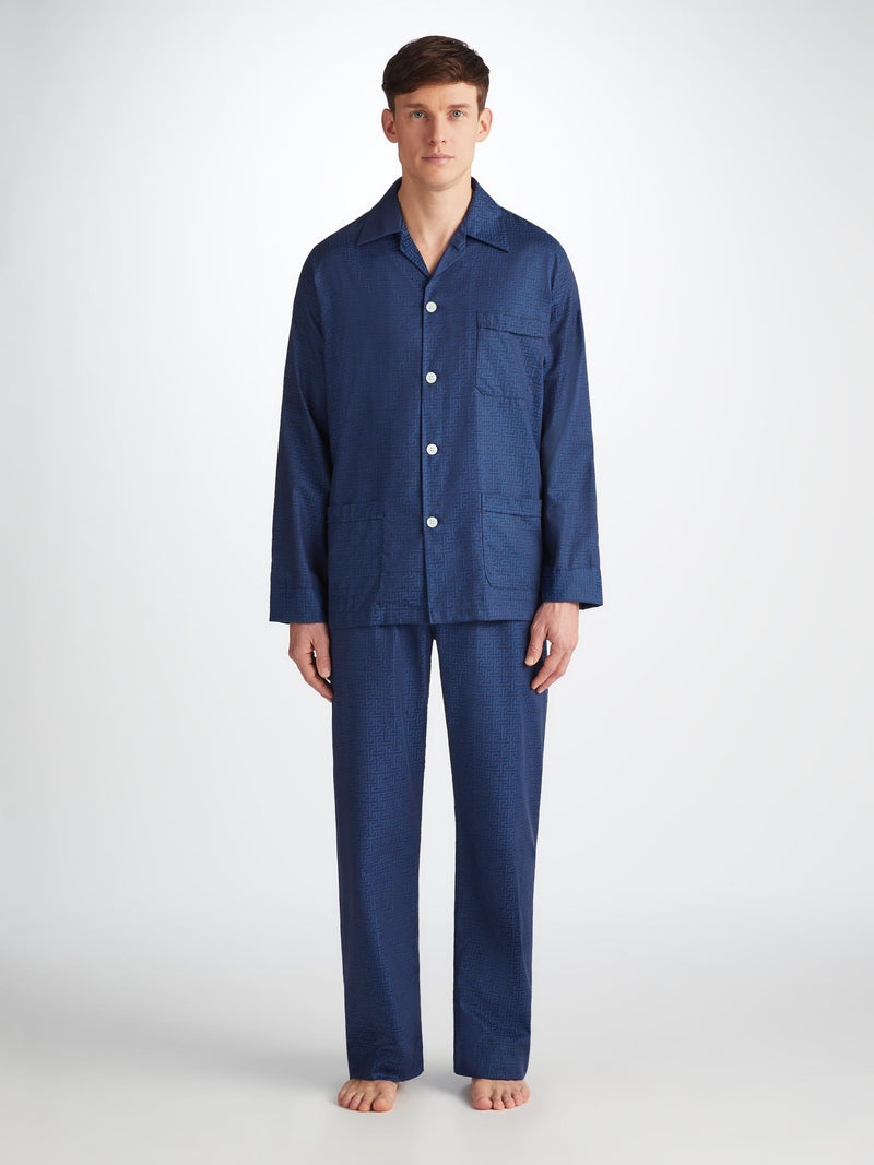 Men's Classic Fit Pyjamas Paris 27 Cotton Jacquard Navy - 3