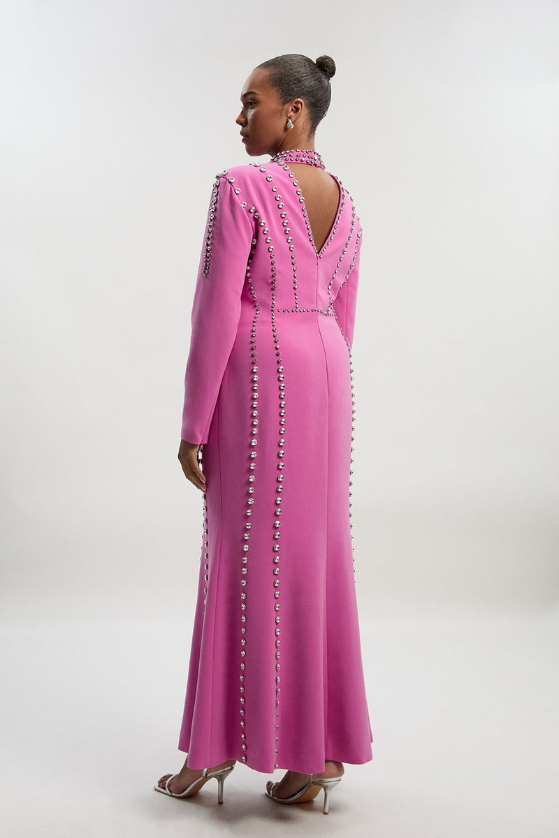 Plus Size Crystal Embellished Woven Plunge Detail Maxi Dress 5
