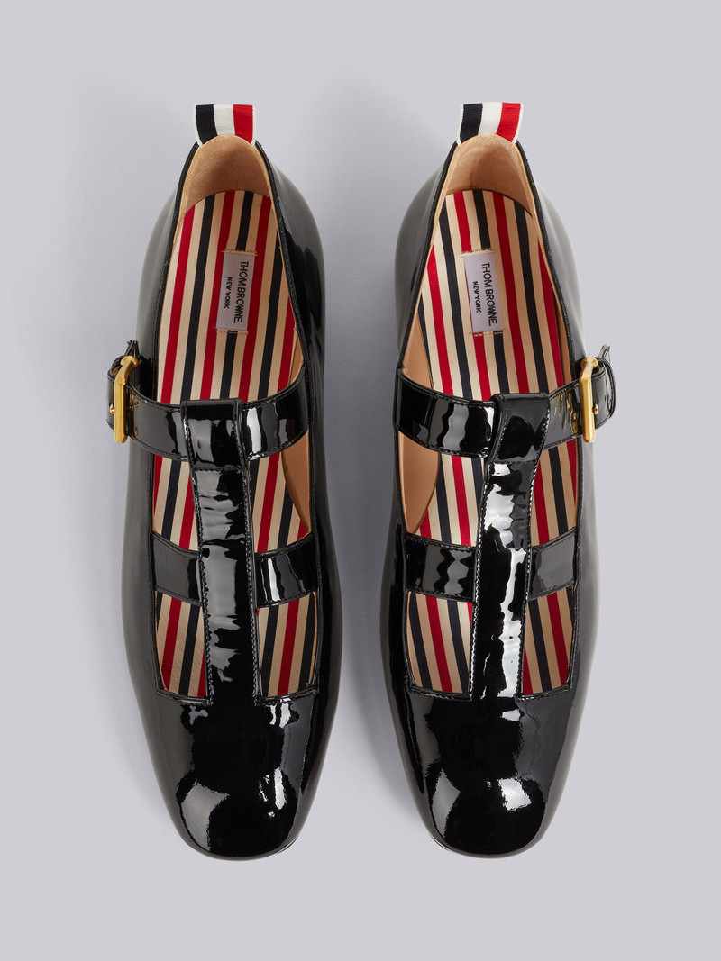 Black Soft Patent Calfskin T-bar Mary Jane Flat 4