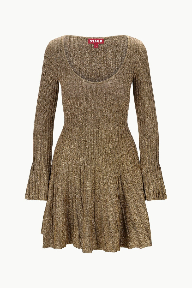STAUD RAQUEL DRESS METALLIC GOLD - 1