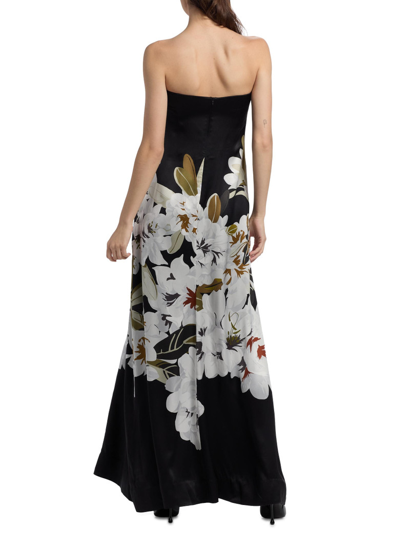 Women's Marais Floral Silk Charmeuse Dress - Black White 5