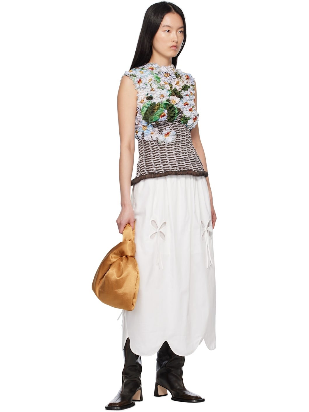Multicolor Basket White Blossom Tank Top - 4