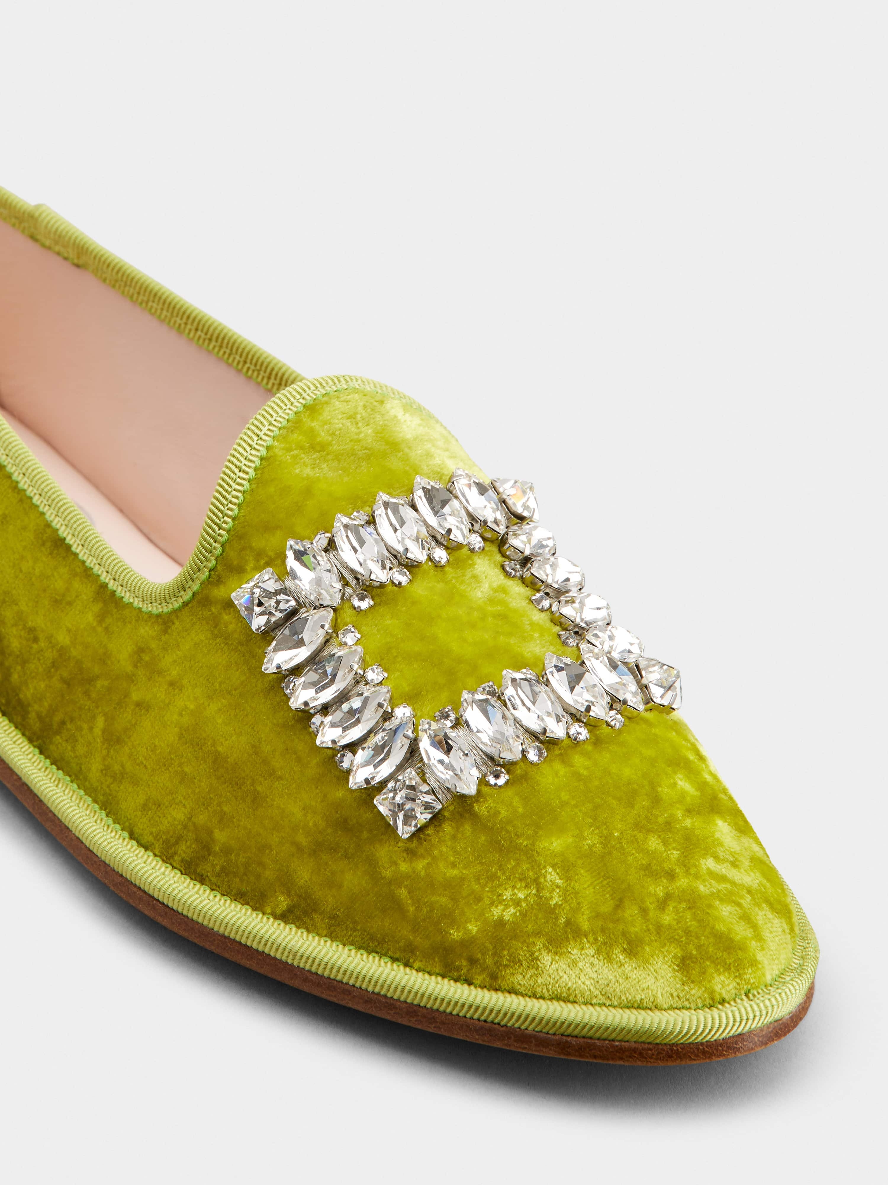 Babby Viv' Strass Embroidered Buckle Slippers in Velvet - 3