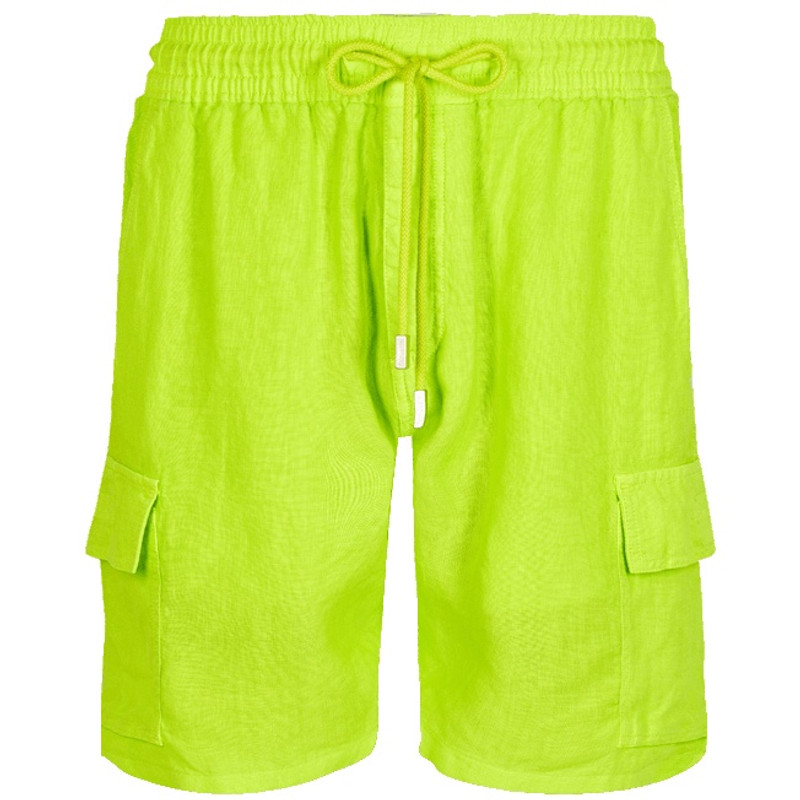 Men Linen Bermuda Shorts cargo pockets 1