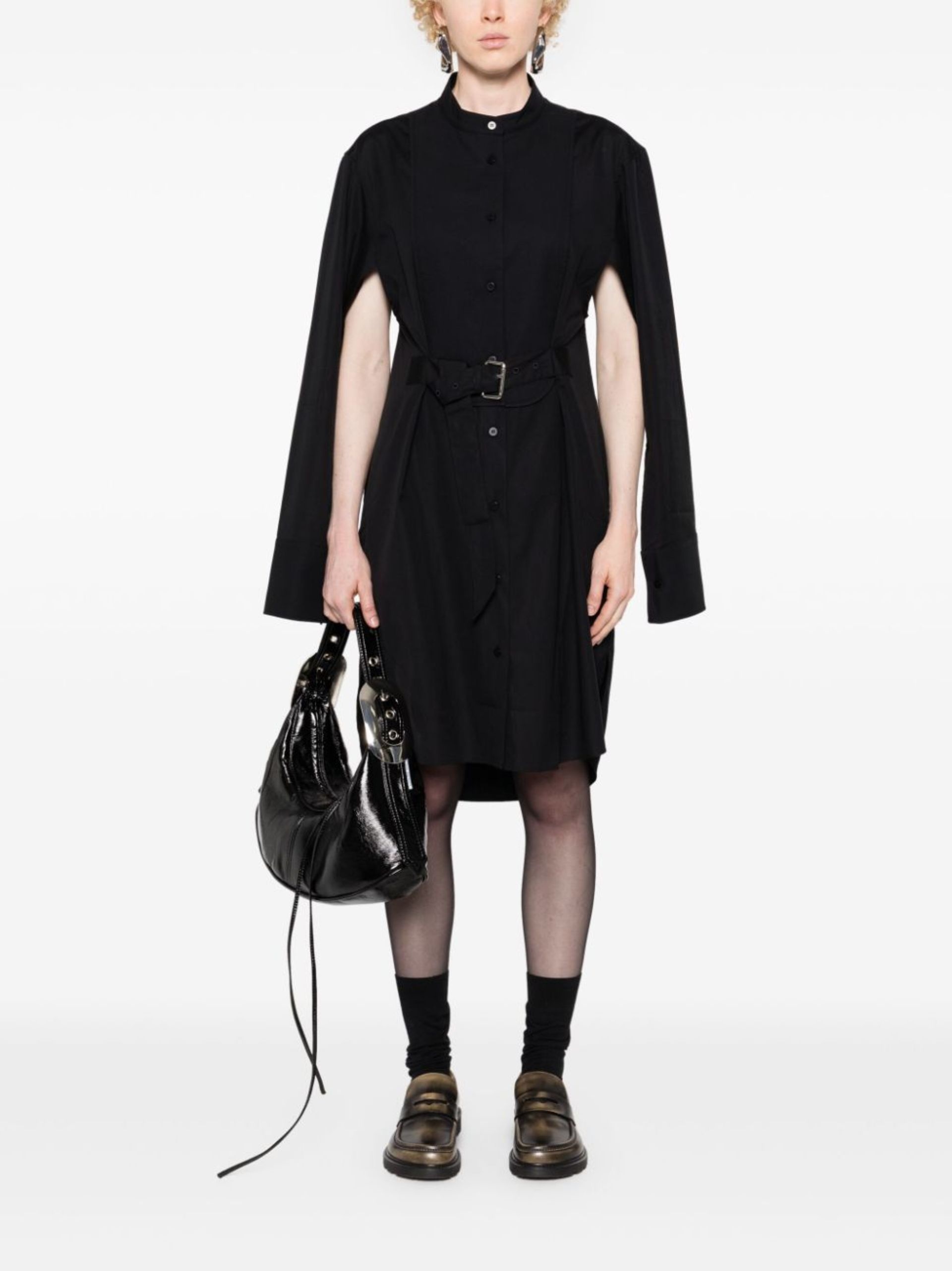 ワンピース JW ANDERSON Black Triacetate Blend Dress JW Anderson Black Belted Cotton Dress | brownsfashion