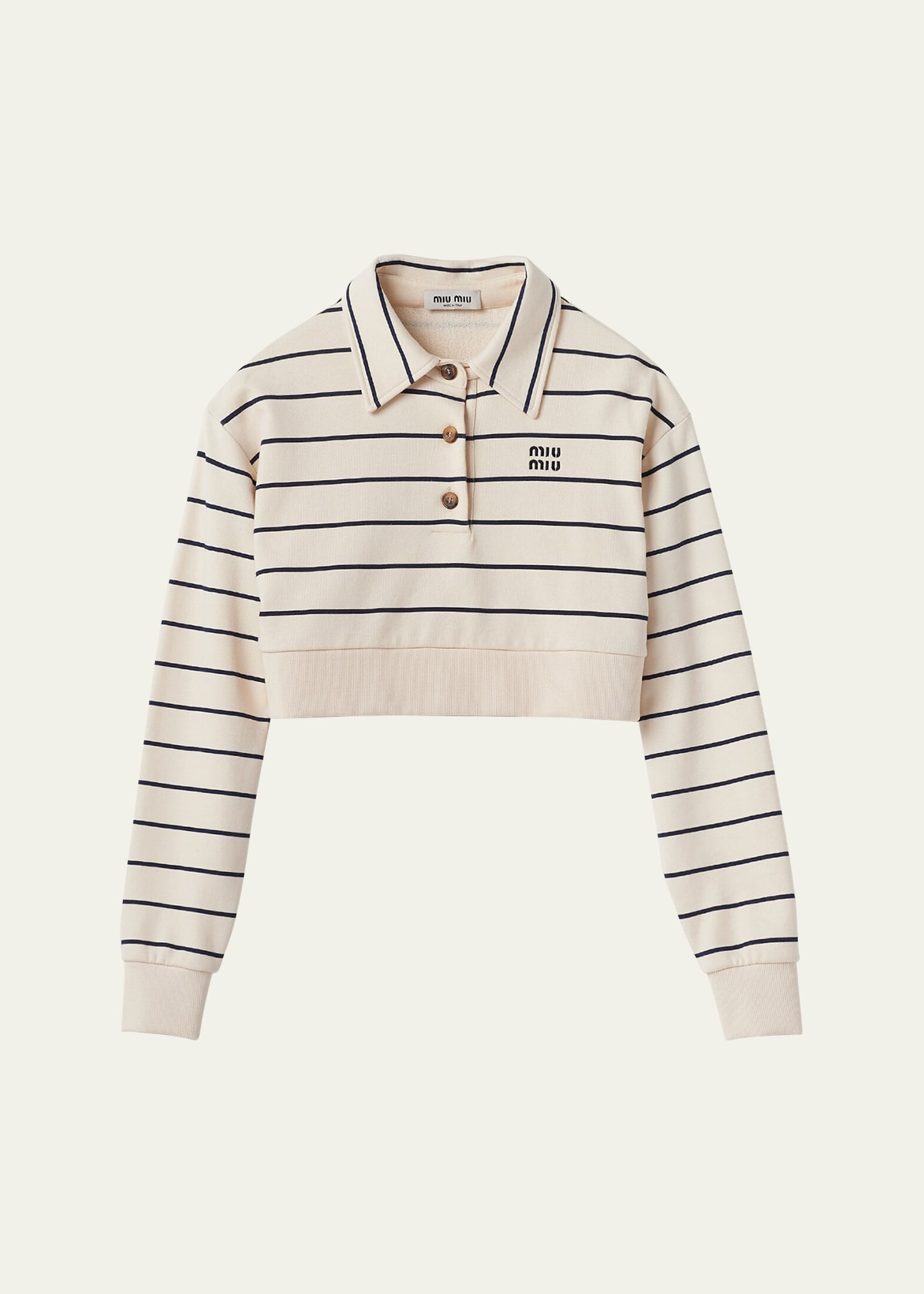 Miu Miu Stripe Polo Cropped Shirt | bergdorfgoodman | REVERSIBLE
