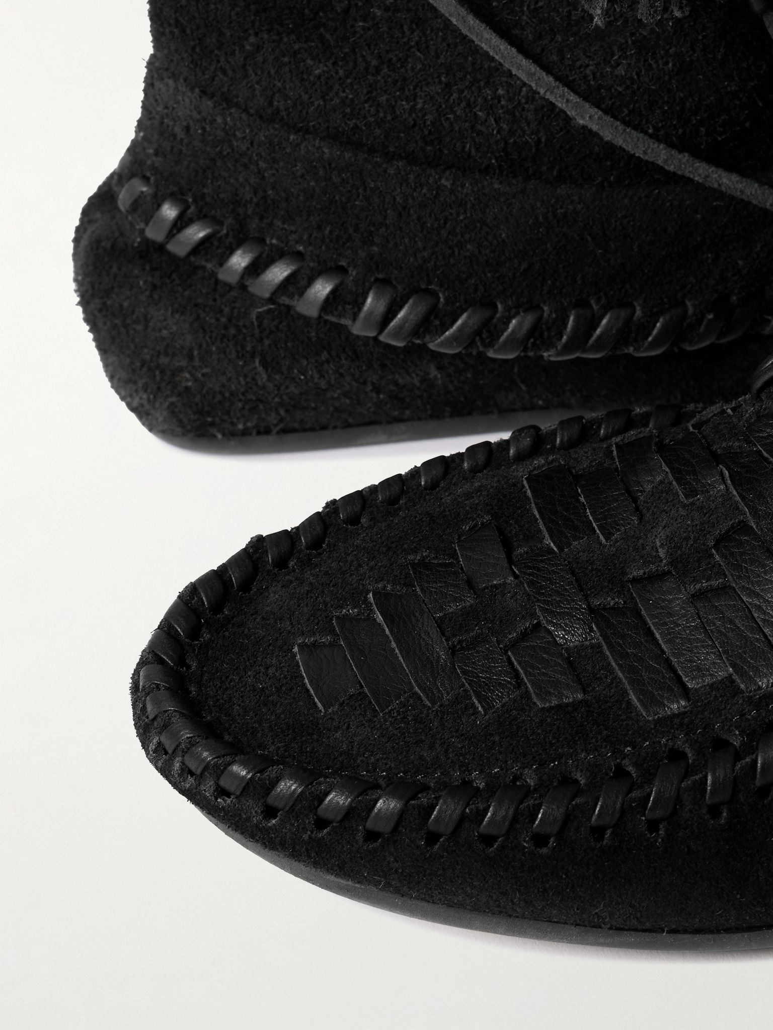 Winki tasseled whipstitched suede boots Black - 4