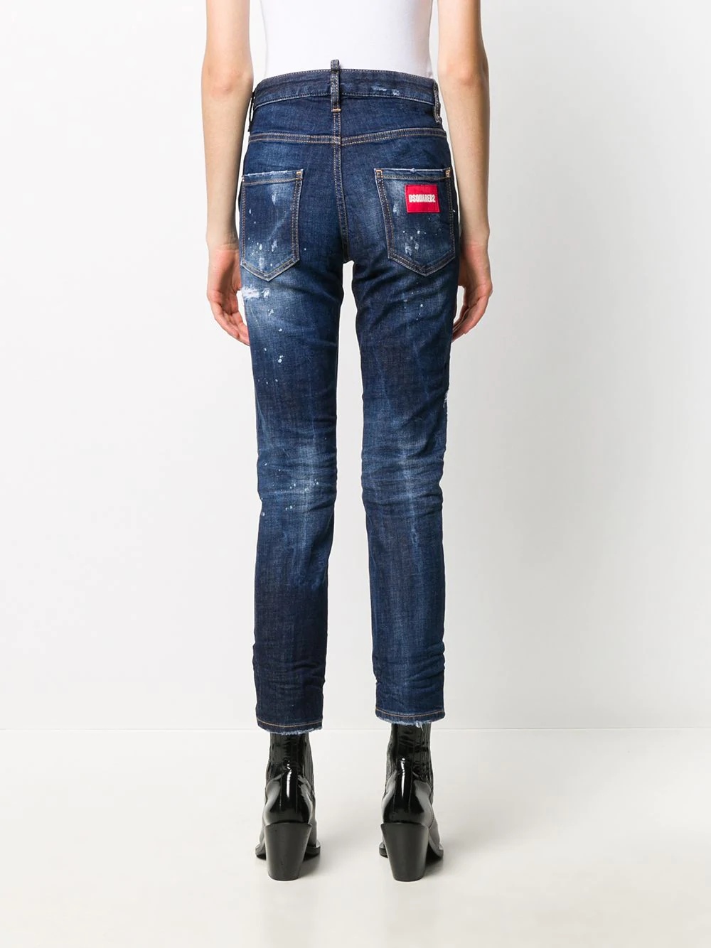 distressed slim-fit crop jeans - 4