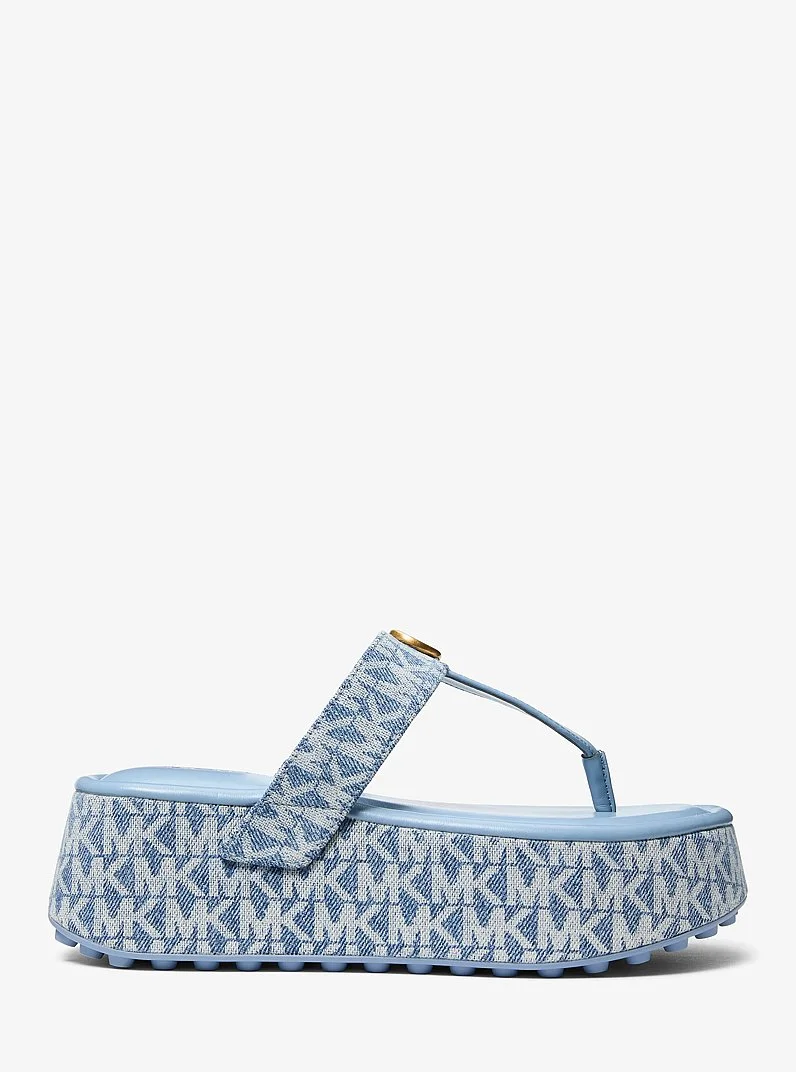 Koya Signature Logo Denim Platform Flip Flop - 1