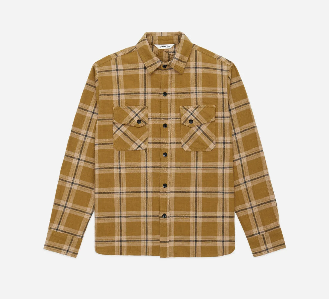 Crosscut Flannel - Coyote Slub Check - 1