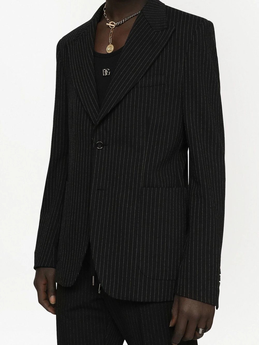 pinstriped single-breasted blazer - 5