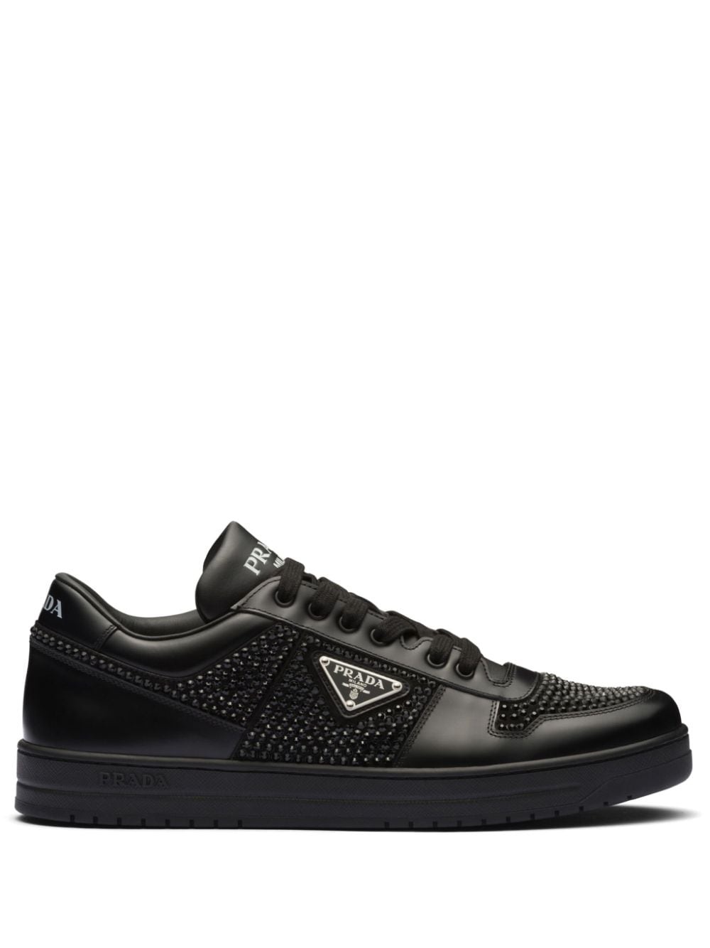 crystal-embellished leather sneakers - 1