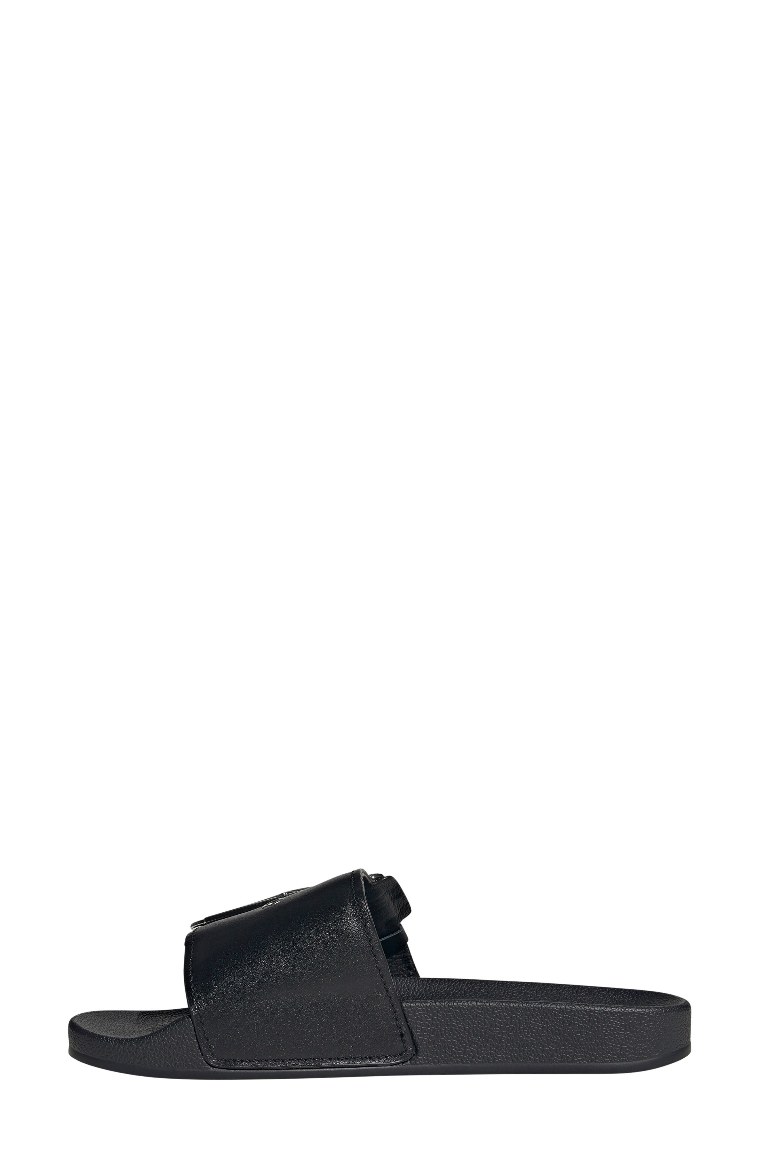 adidas Adilette Comfort Slide Sandal in Black/Black/Silver Metallic at Nordstrom - 6