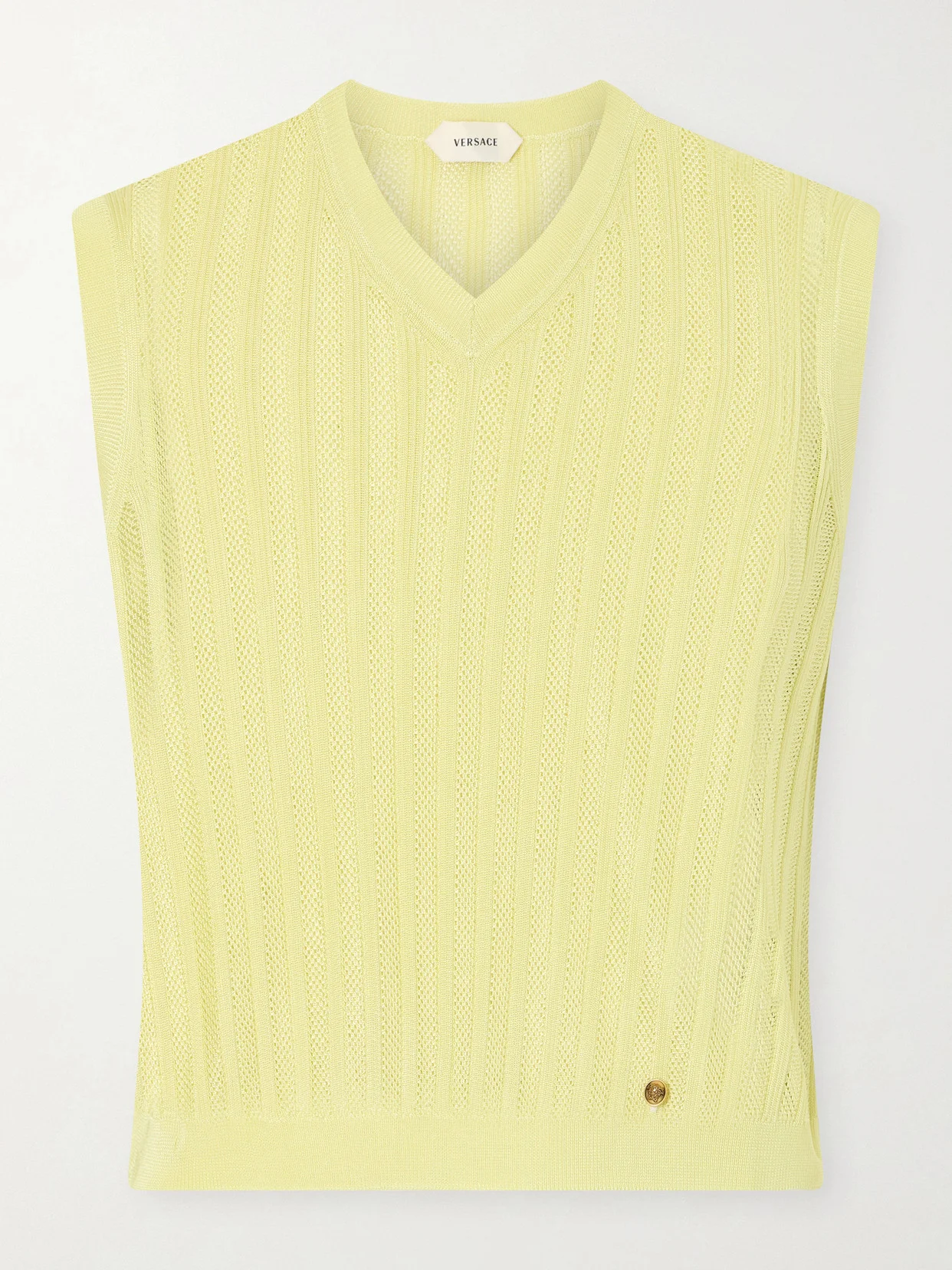 Medusa-embellished Ribbed Mesh Vest - 1