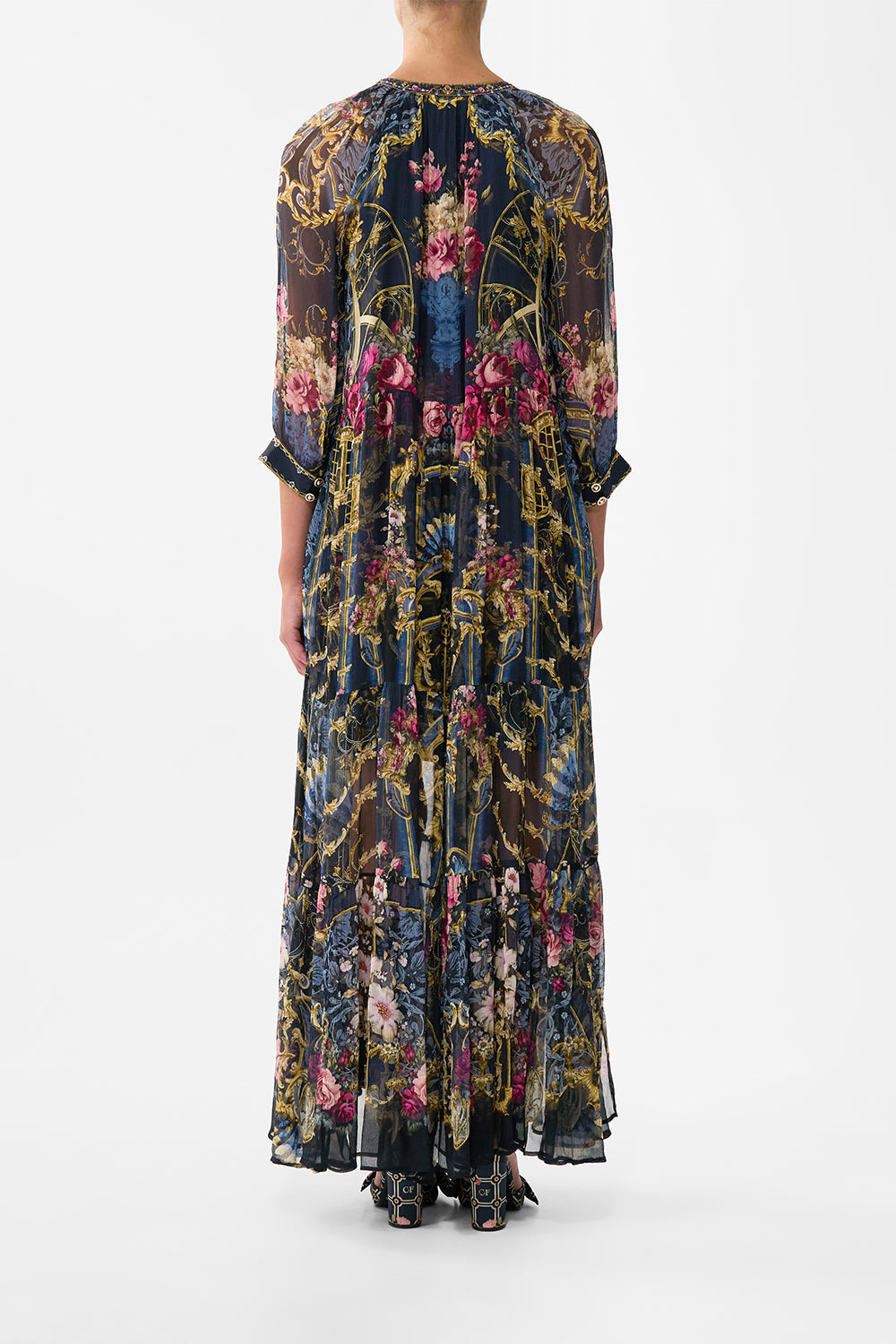 LONG GATHERED PANEL DRESS - 3