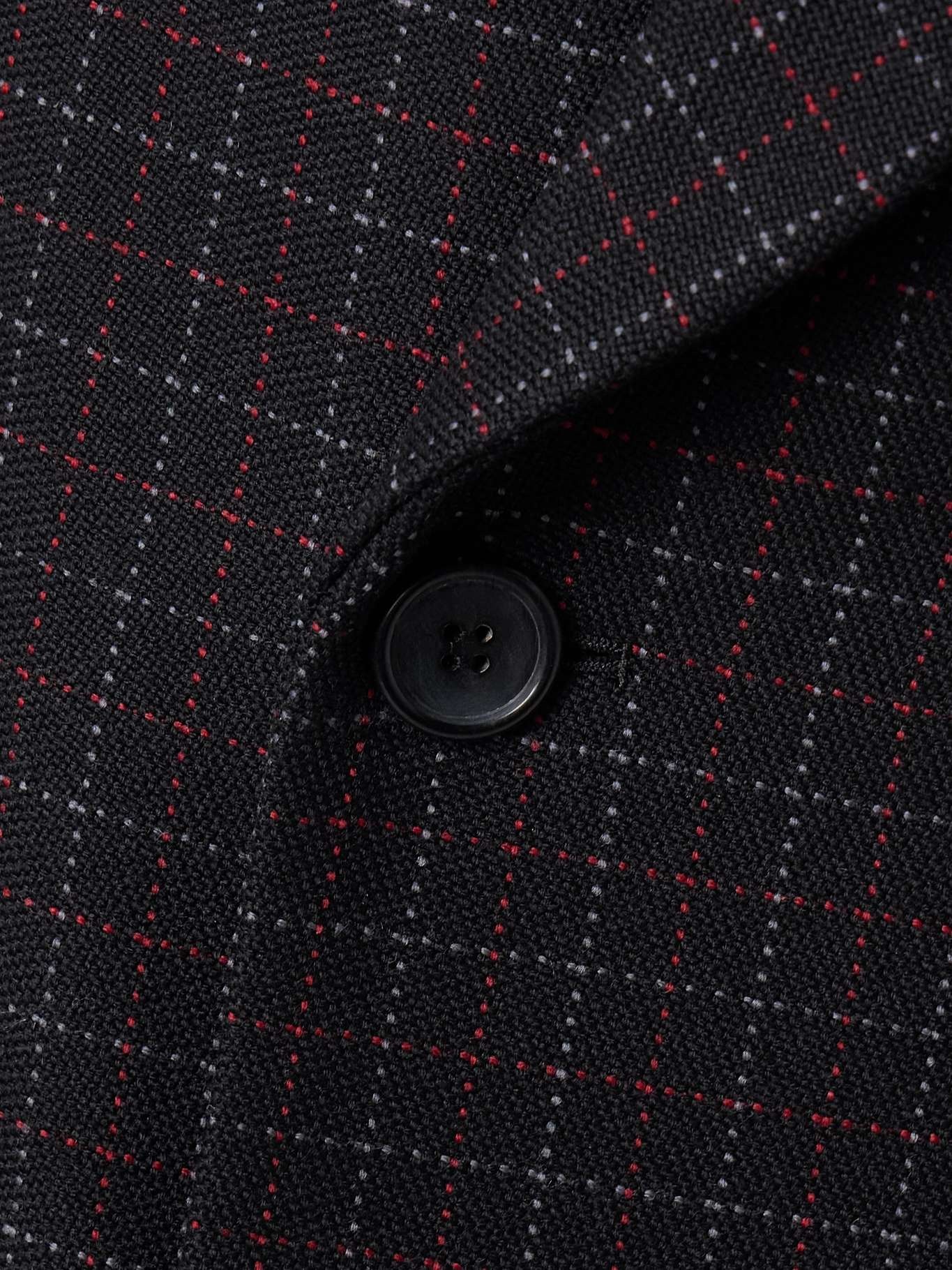 Double-breasted checked wool coat Black - 5