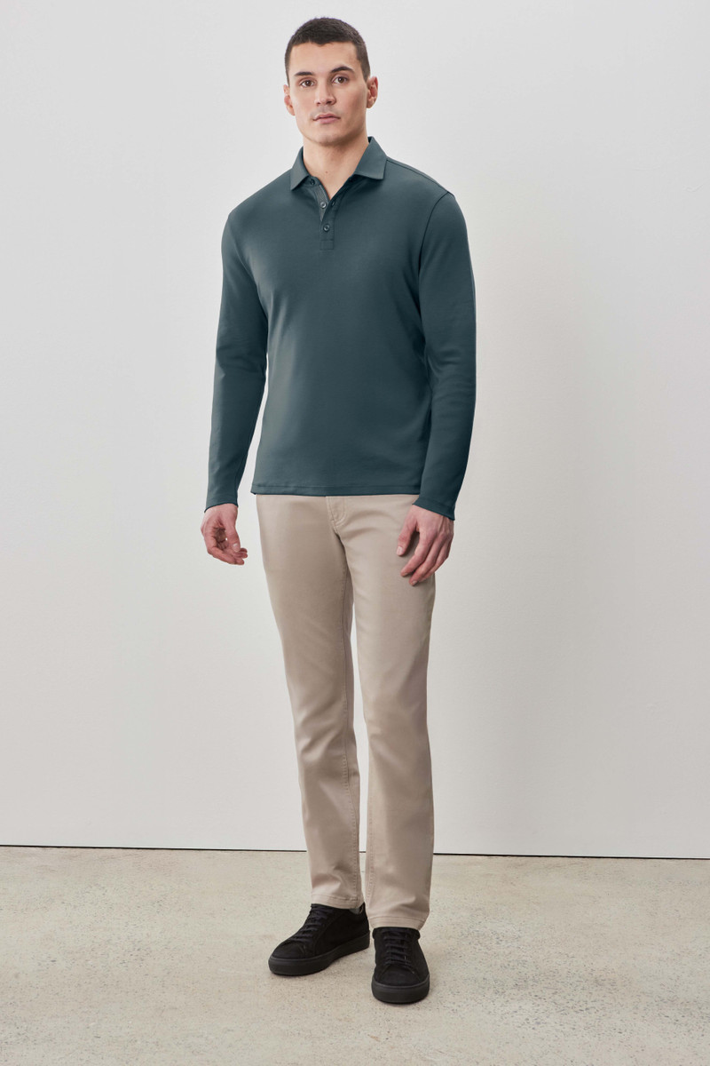 ROBERT BARAKETT The Barakett Long Sleeve Herringbone Polo outlook