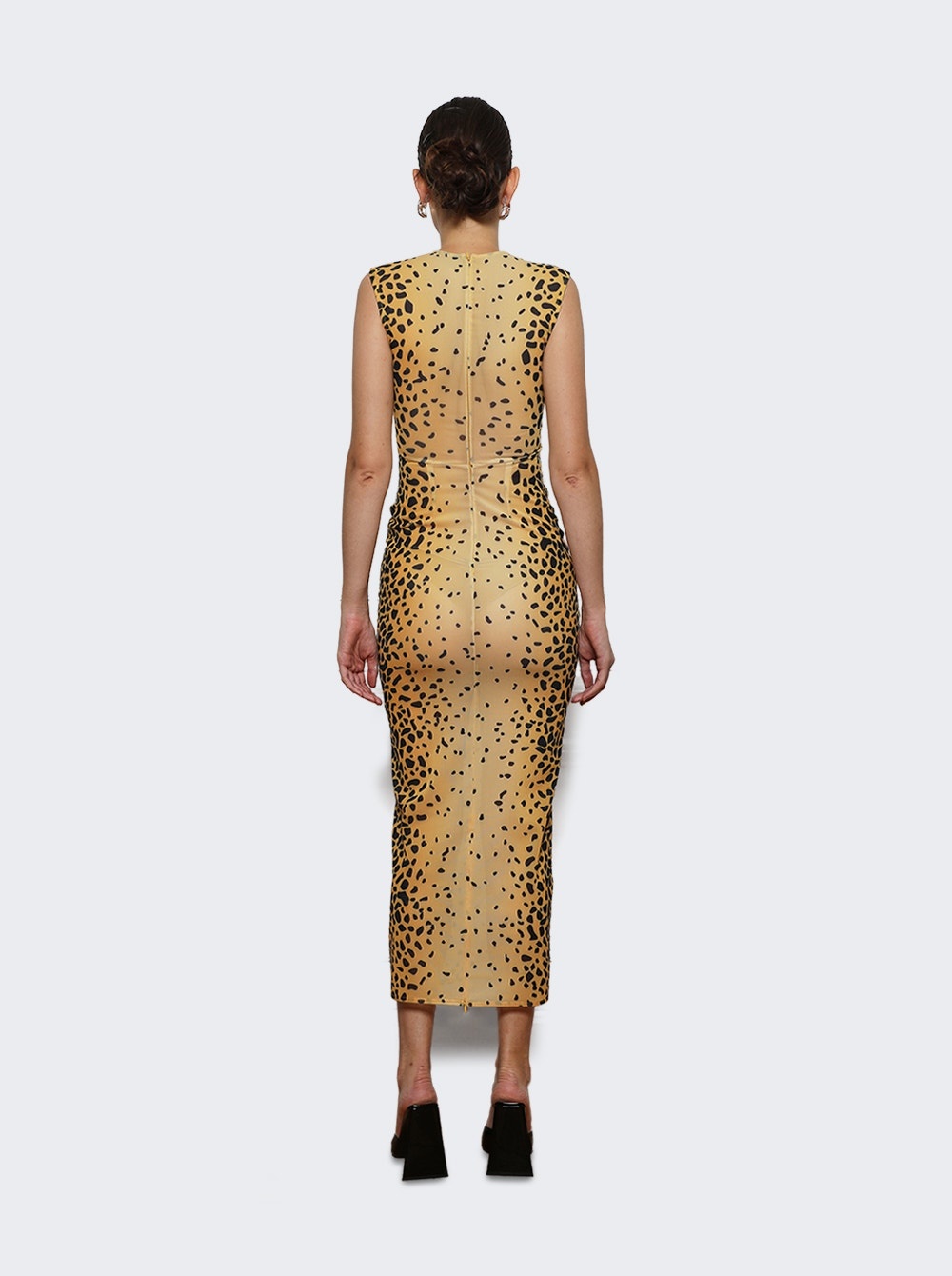 Sleeveless Dress In Stretch Mesh Cheetah - 4