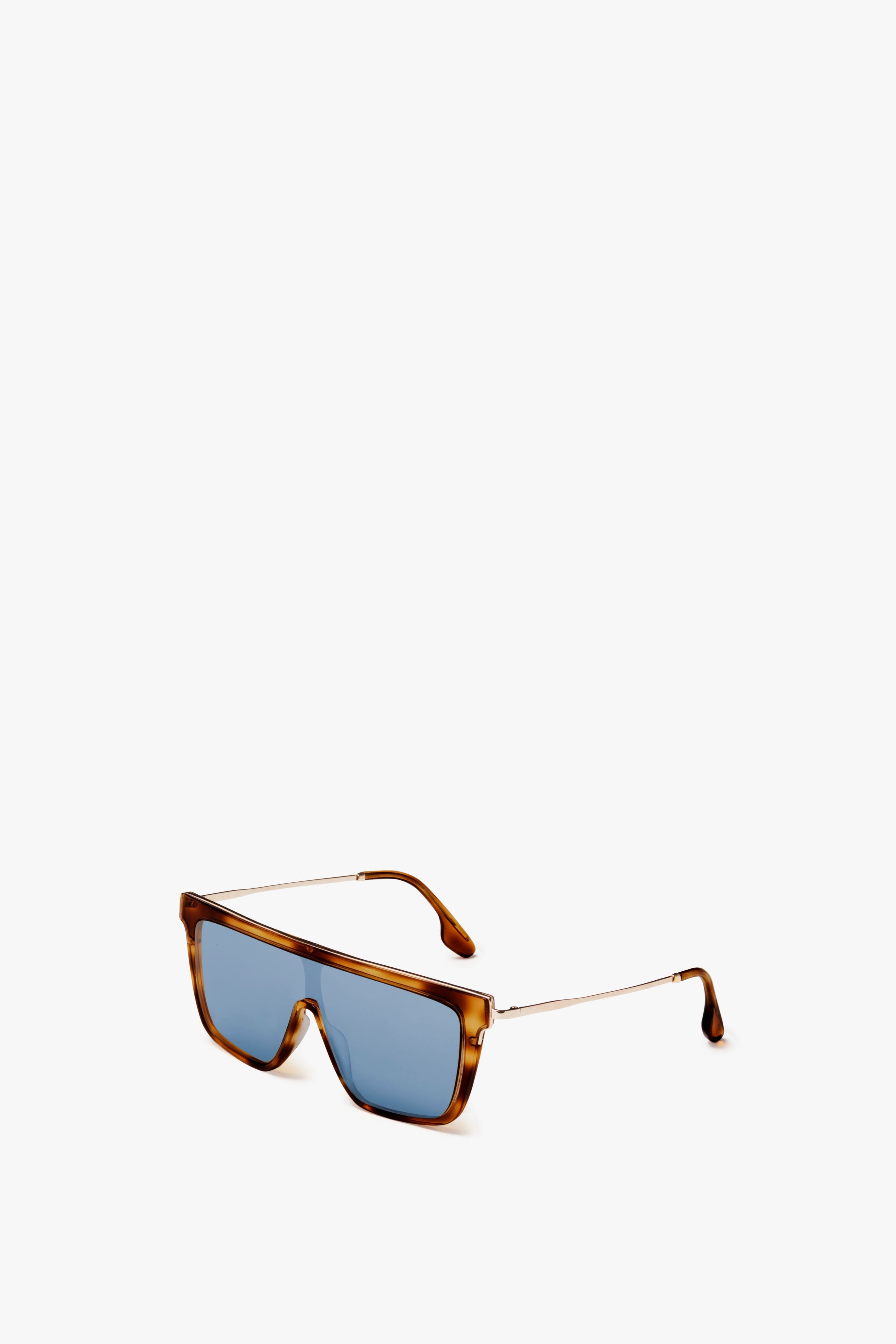 Rectangular Shield Sunglasses In Tortoise - 2