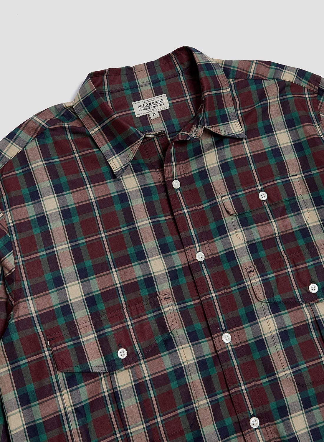 Wild Bricks Three-Pocket Scout Shirt in Burgundy/Navy - 2