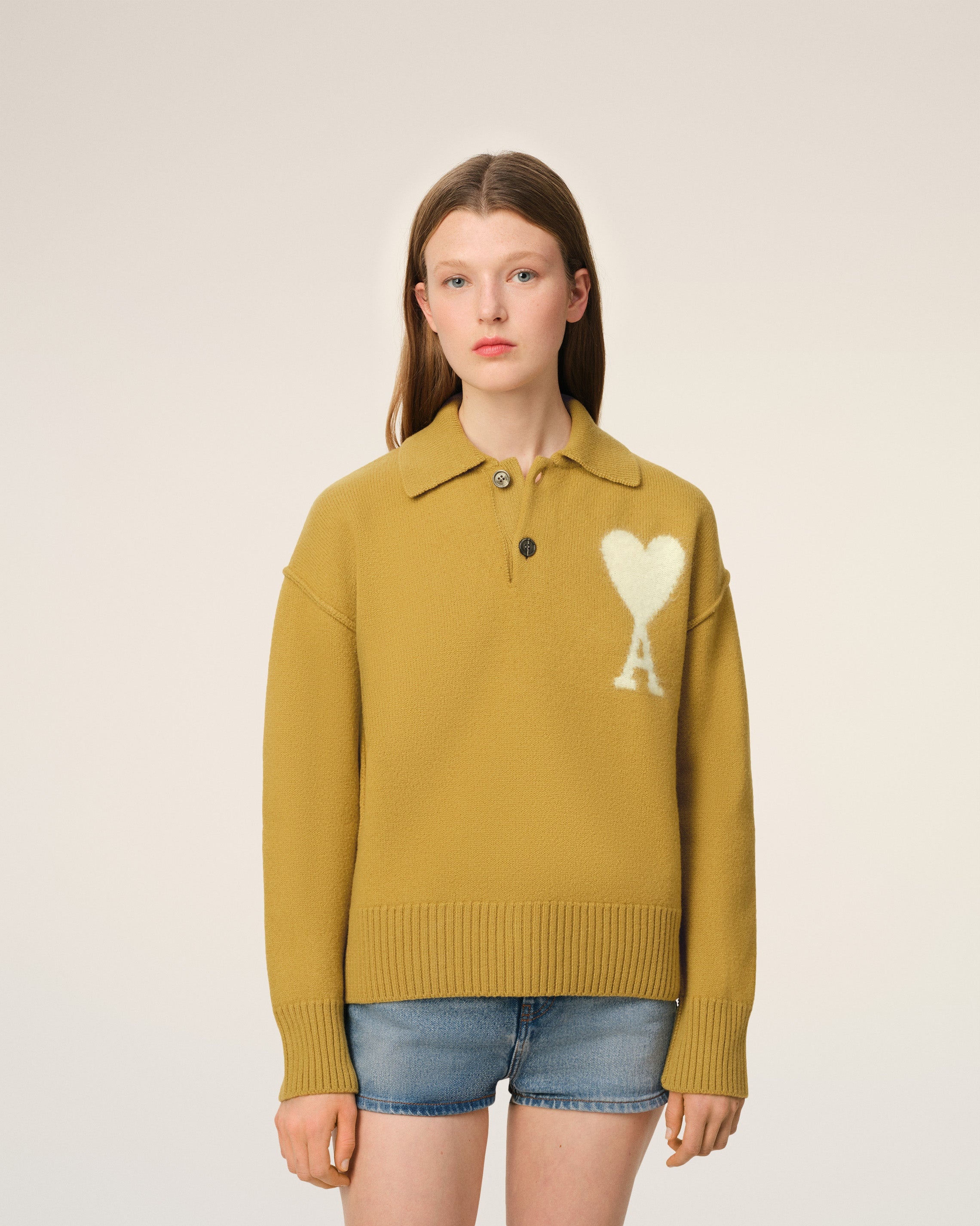 MUSTARD WOOL AMI DE COEUR POLO - 3