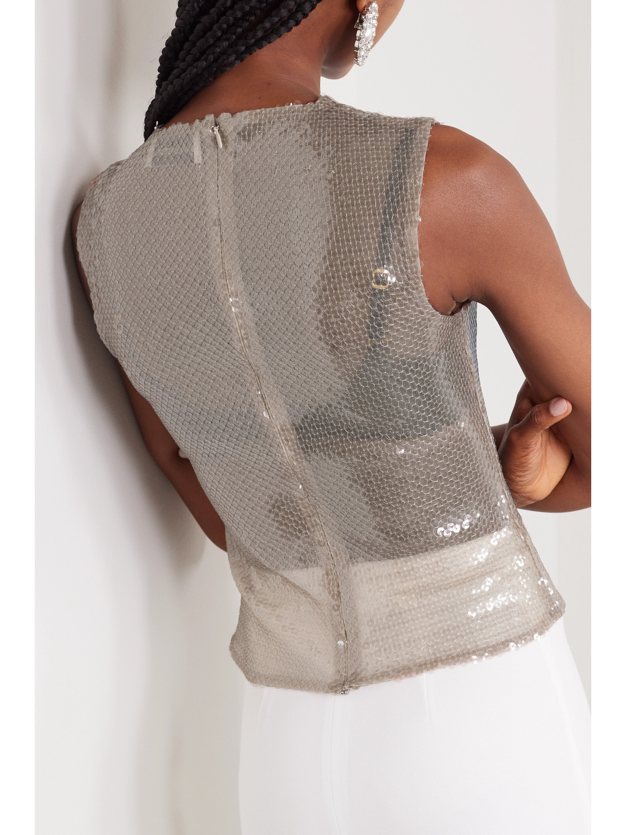 Nage Printed Sequined Tulle Top - 3