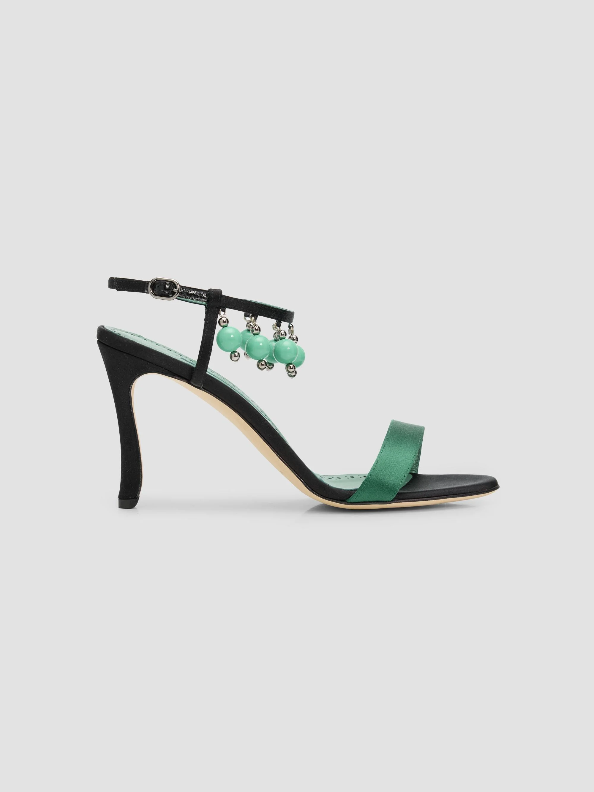 Women's Kasasan 90MM Embellished Sandals - Dark Green Black - 1