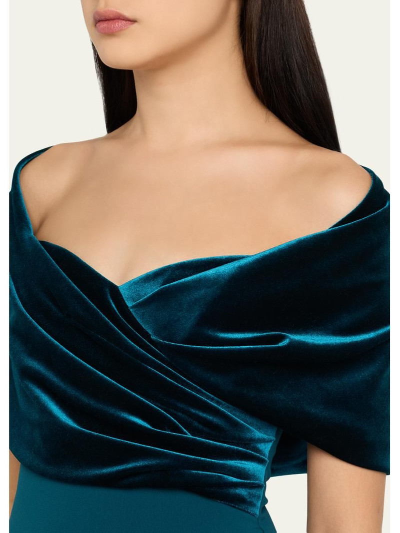 A-Line Sweetheart Gown with Velvet Cape 5