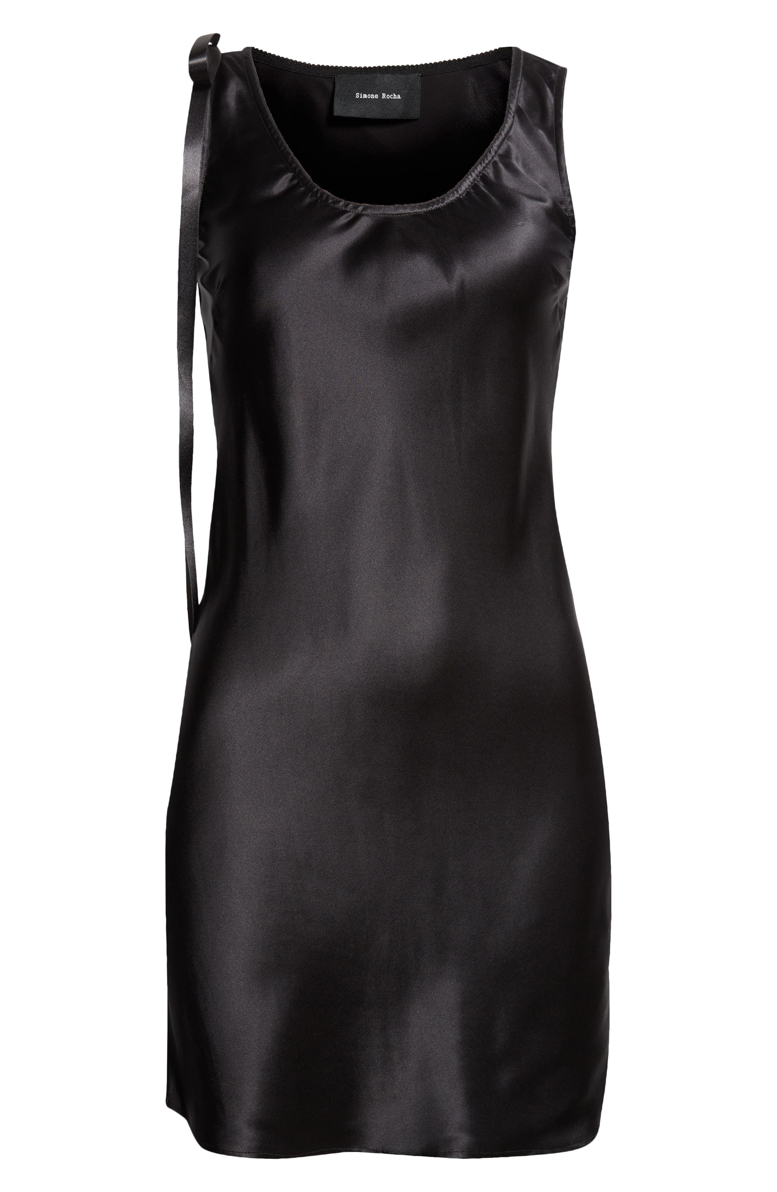 Simone Rocha Bow Detail Scoop Neck Silk Satin Minidress in Black at Nordstrom - 6