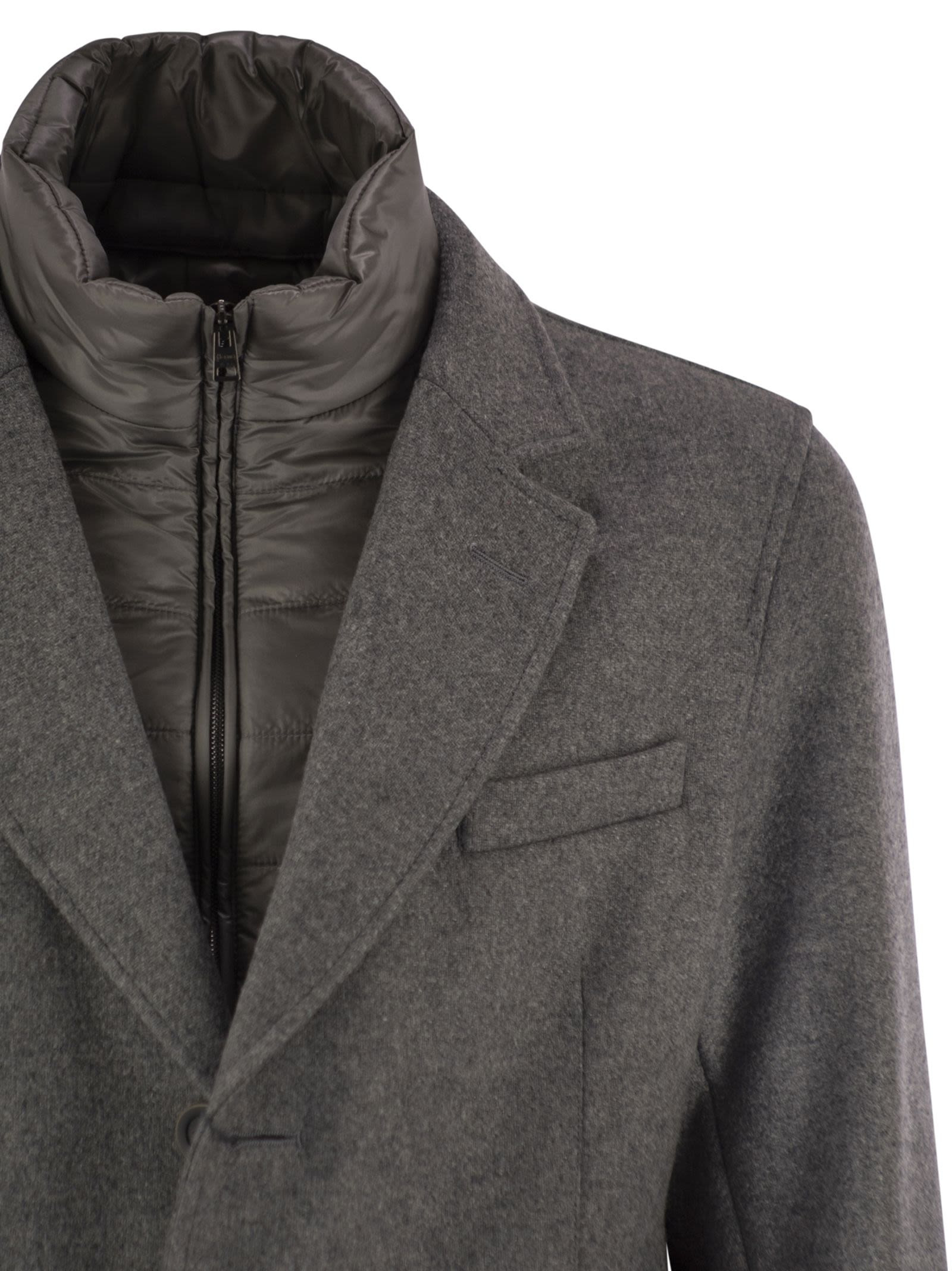 Herno Men Wool Coat With Bib - 4