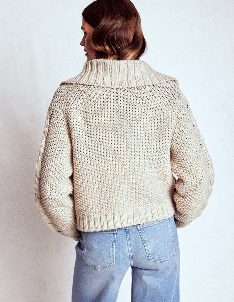 Chunky Marled Cardigan-Oatmeal 4