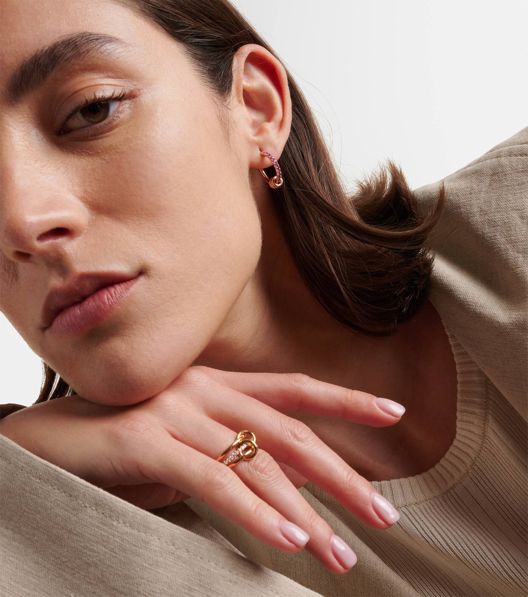 Ara 18kt rose gold earrings with sapphires - 2