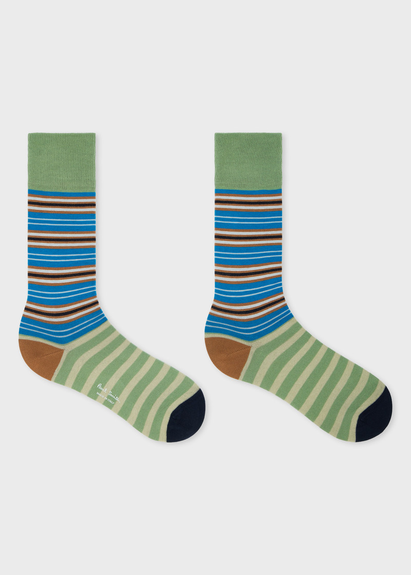 Paul Smith Blue and Green Mixed Stripe Socks outlook