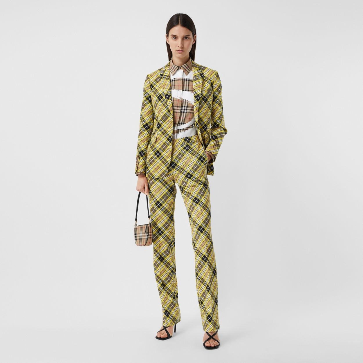 Cropped Check Technical Wool Tailored Trousers - 2