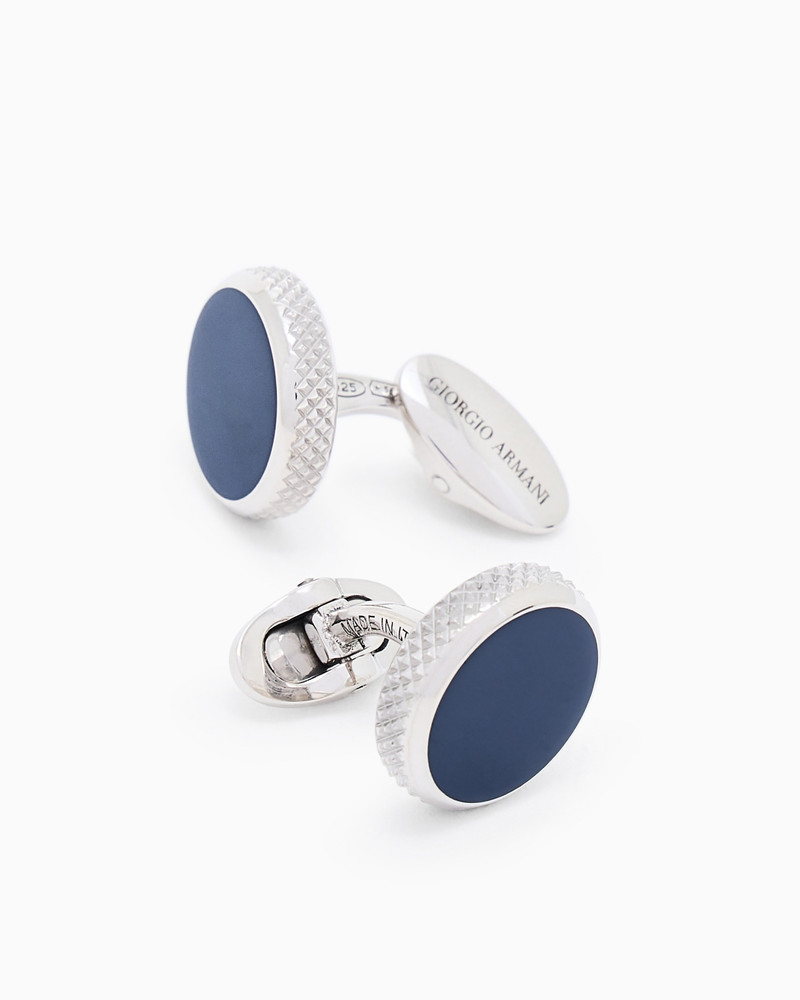 GIORGIO ARMANI STERLING SILVER CUFFLINKS WITH ENAMEL DETAIL outlook